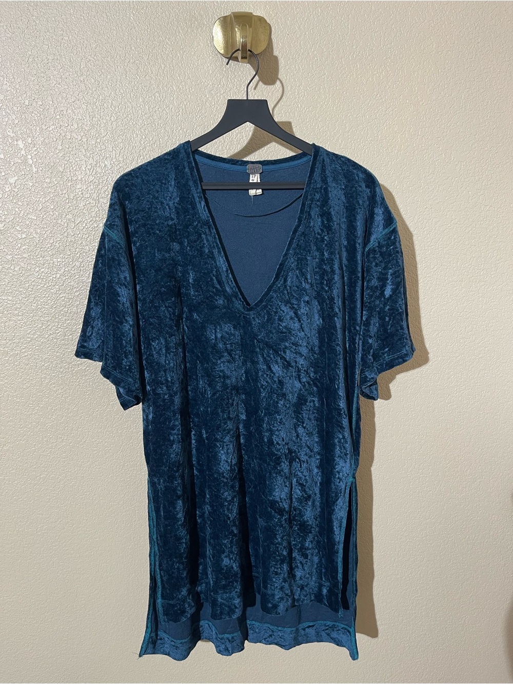 We The Free Velvet V-Neck Tunic in Deep Teal